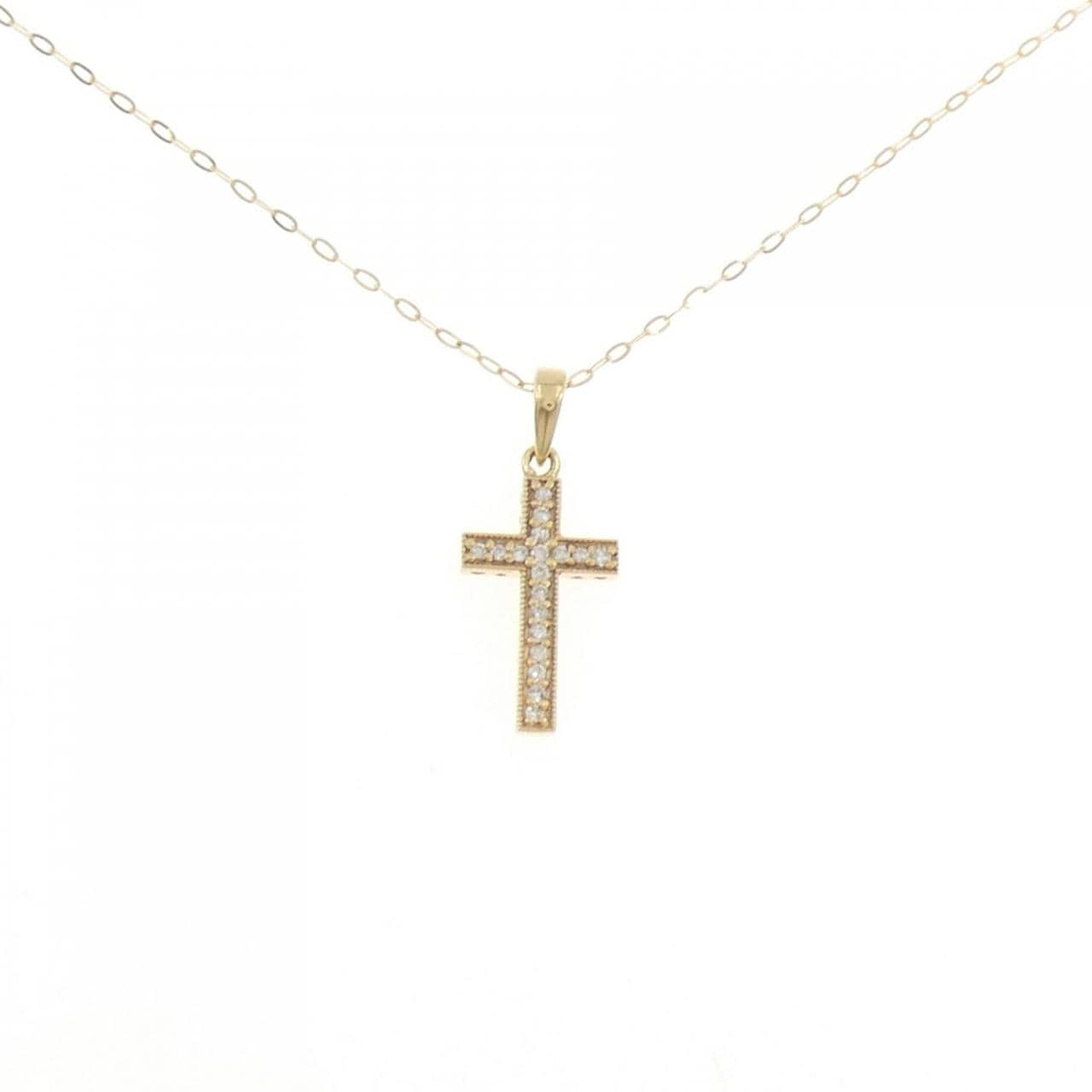 K18YG クロス ダイヤモンド ネックレス 0.09CT
