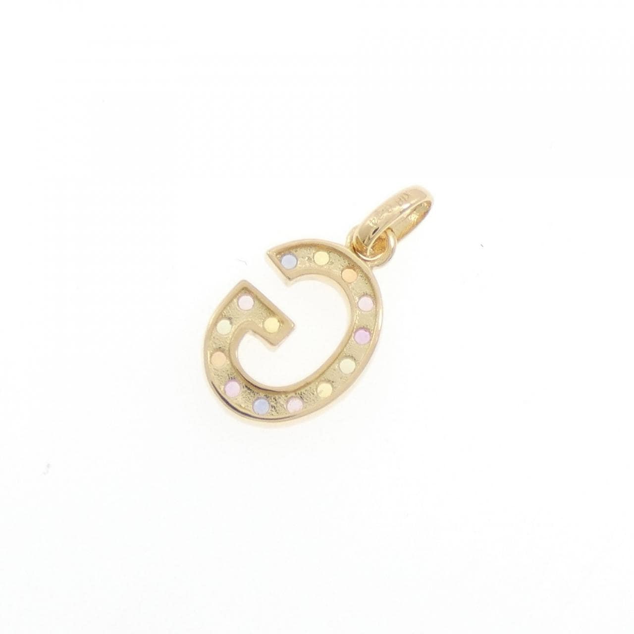 【新品】K18YG イニシャルG サファイヤ ペンダント 0.24CT