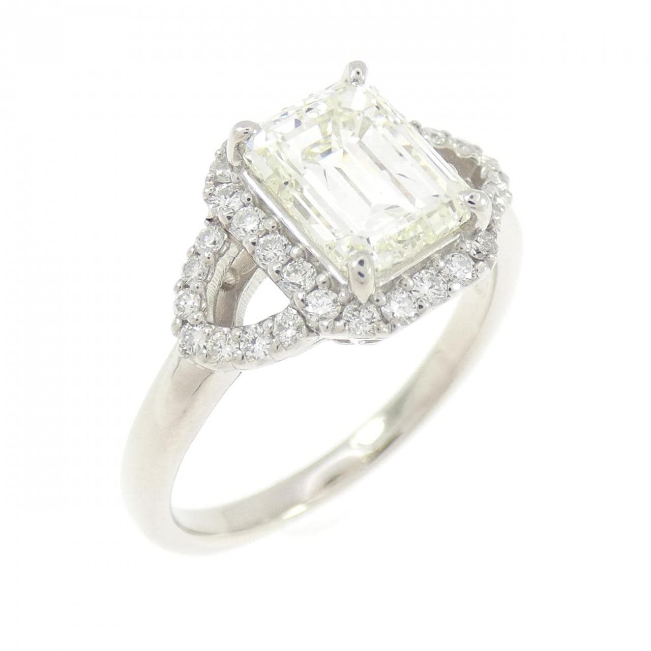 PT900 ダイヤモンド リング 1.519CT L SI1 エメラルドカット