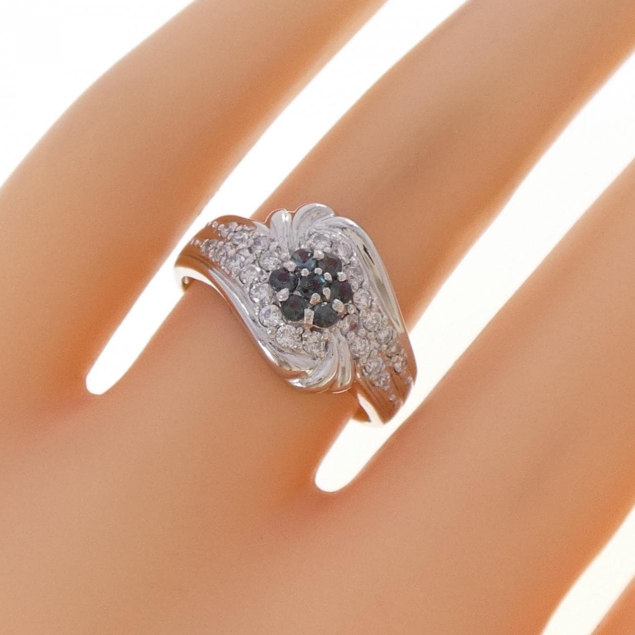 PT900 フラワー アレキサンドライト リング 0.20CT