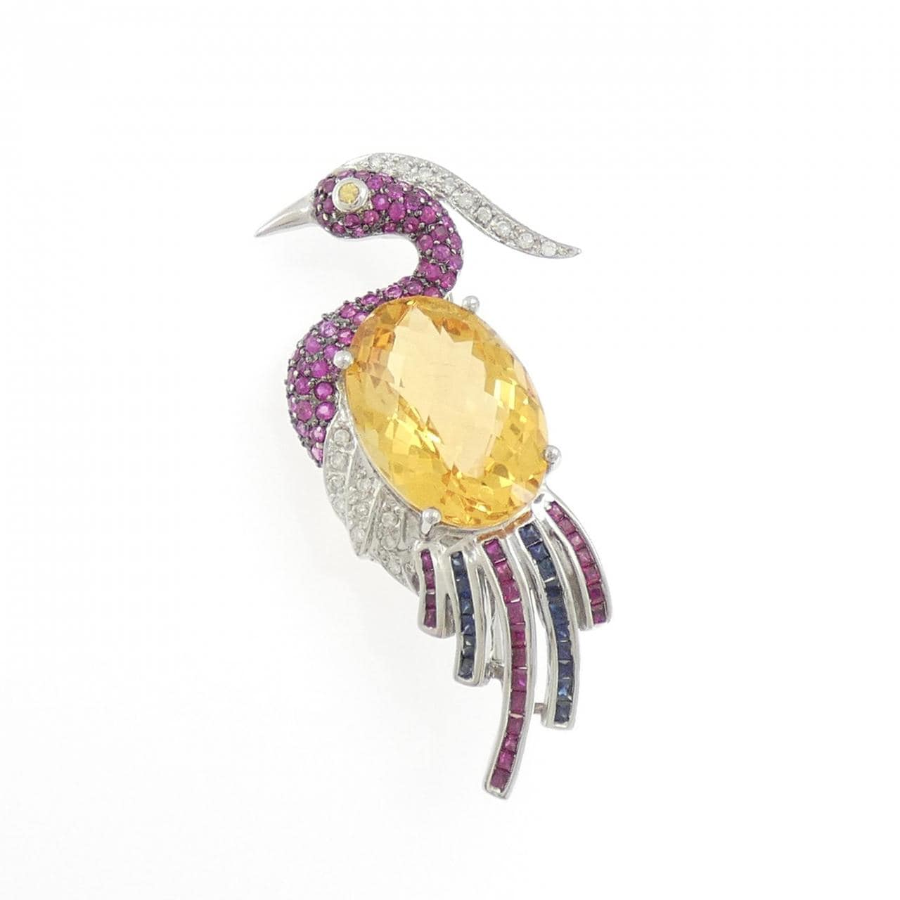 K18WG/K18BG シトリン ブローチ 13.00CT