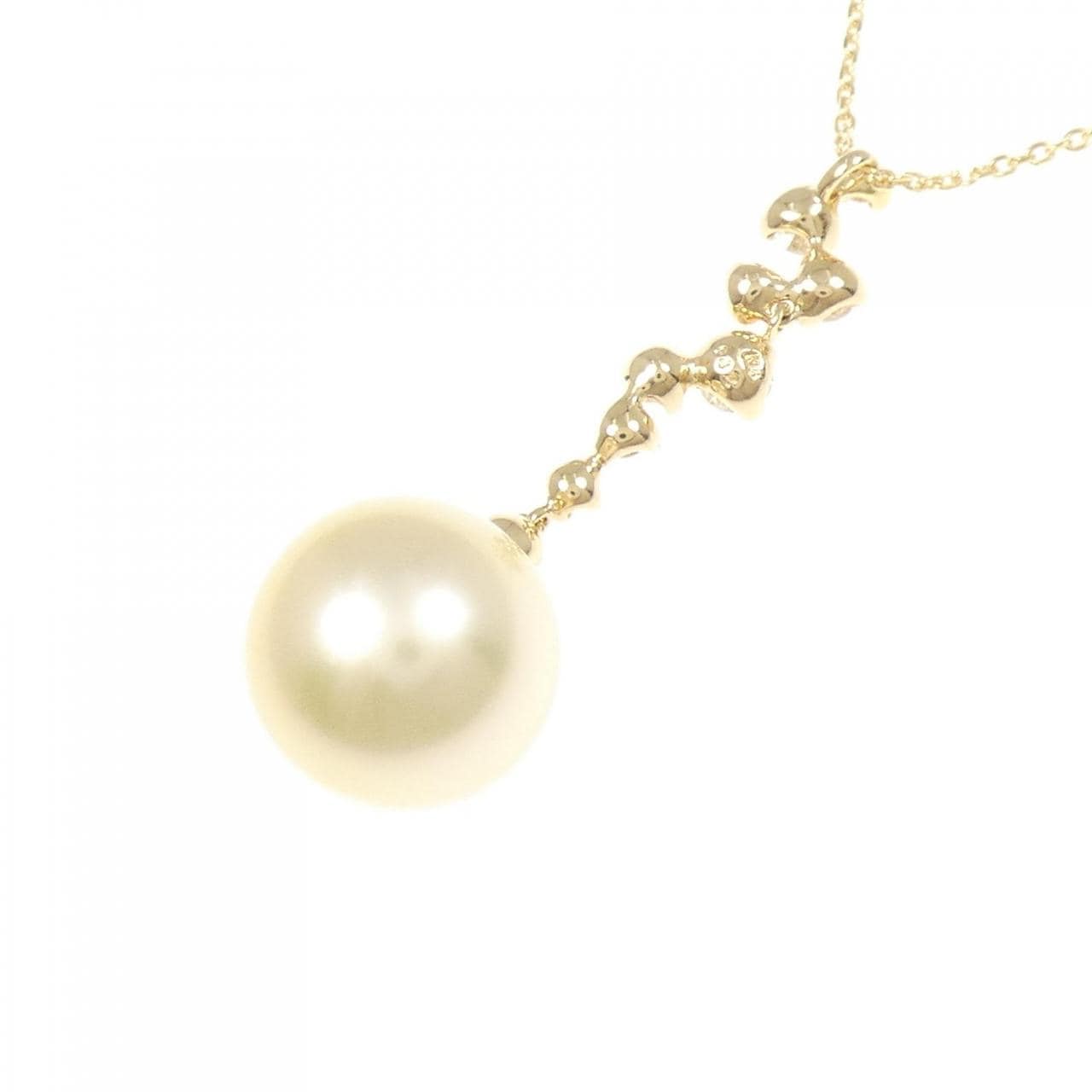 K18YG 白蝶パール ネックレス 11.5mm