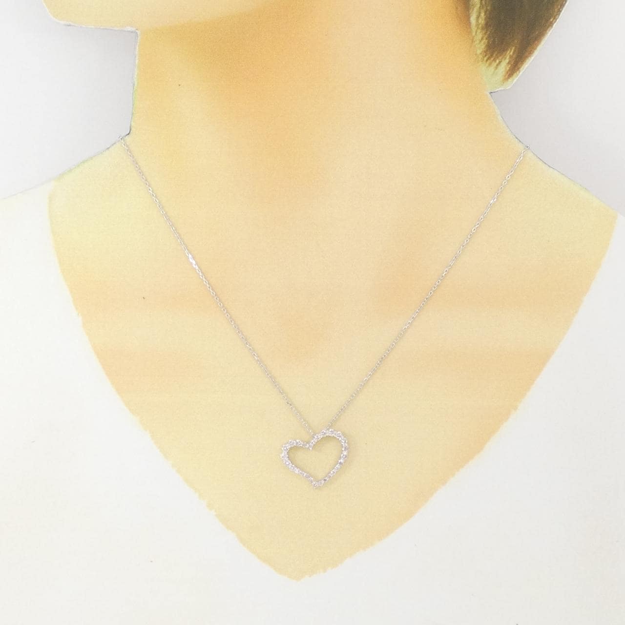 K18WG ハート ピンクダイヤモンド ネックレス 0.50CT