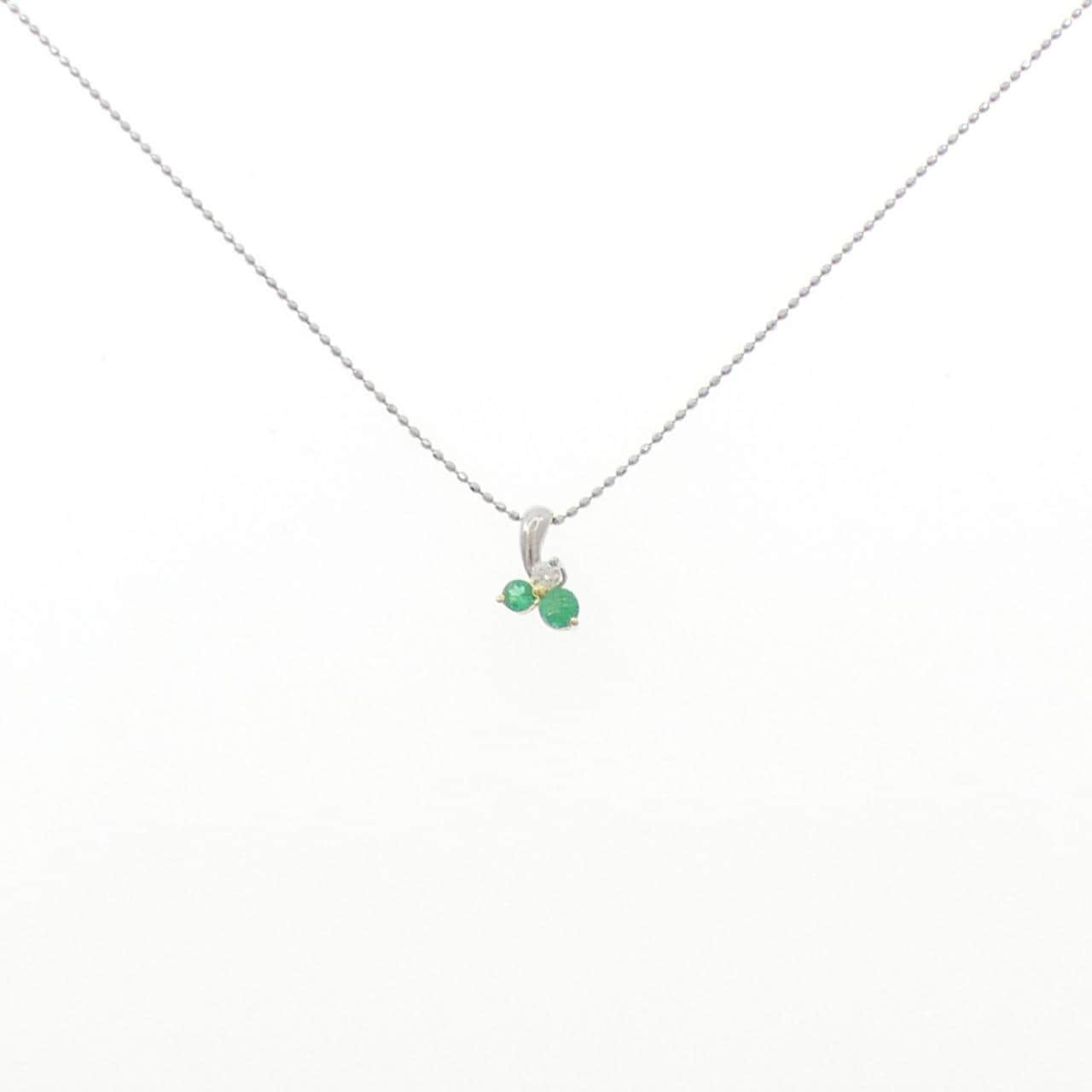K18/PT900/PT850 エメラルド ネックレス 0.13CT