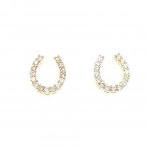 【新品】K18YG ホースシュー ダイヤモンド ピアス 0.40CT