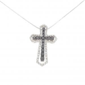 K18WG 2WAY クロス ダイヤモンド ネックレス 1.00CT