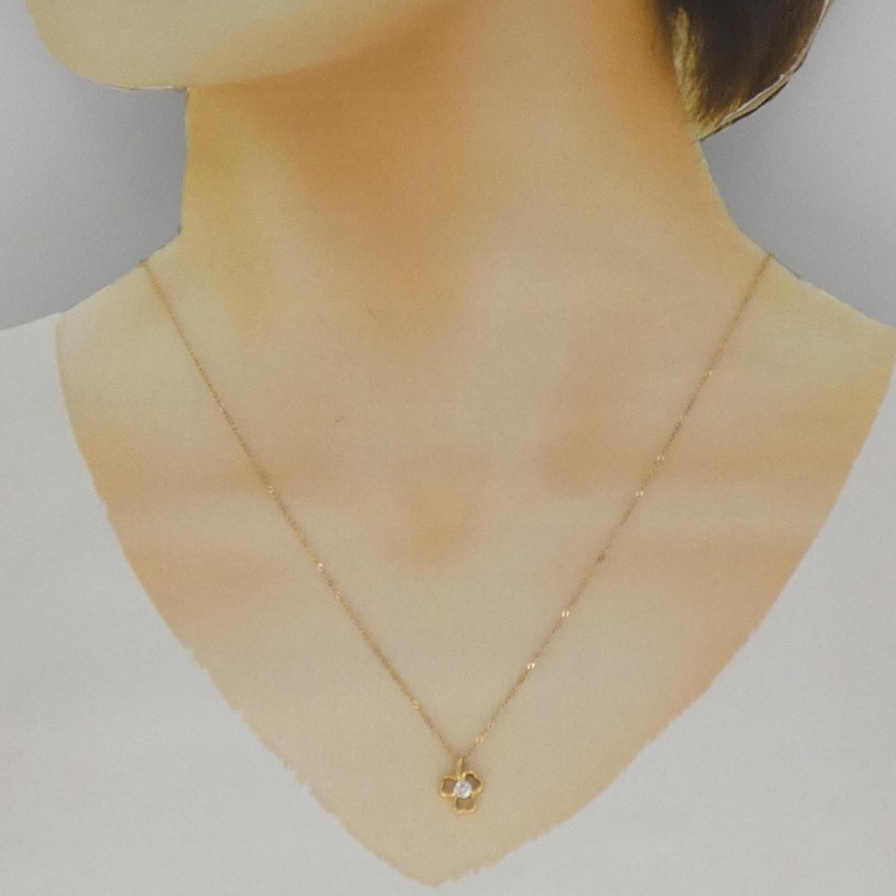 K18YG/K10YG クローバー ダイヤモンド ネックレス 0.13CT