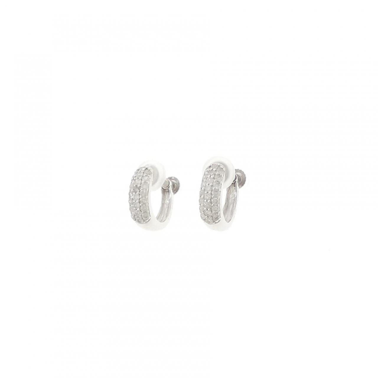 K18WG パヴェ ダイヤモンド イヤリング 0.30CT