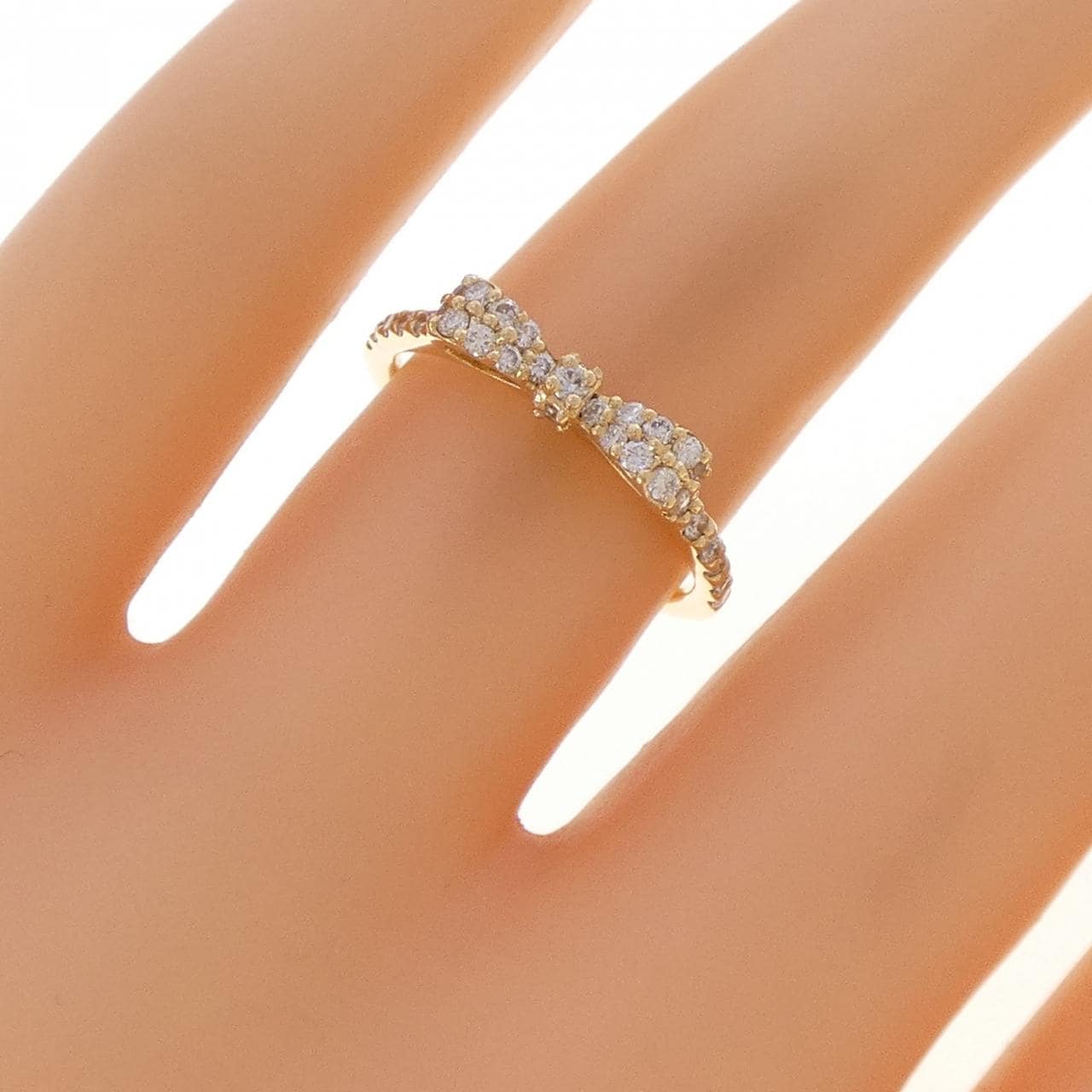 K18YG リボン ダイヤモンド リング 0.29CT