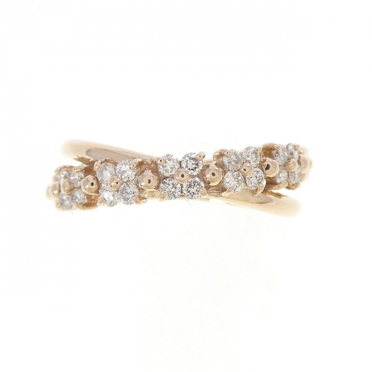 K18PG フラワー ダイヤモンド リング 0.20CT