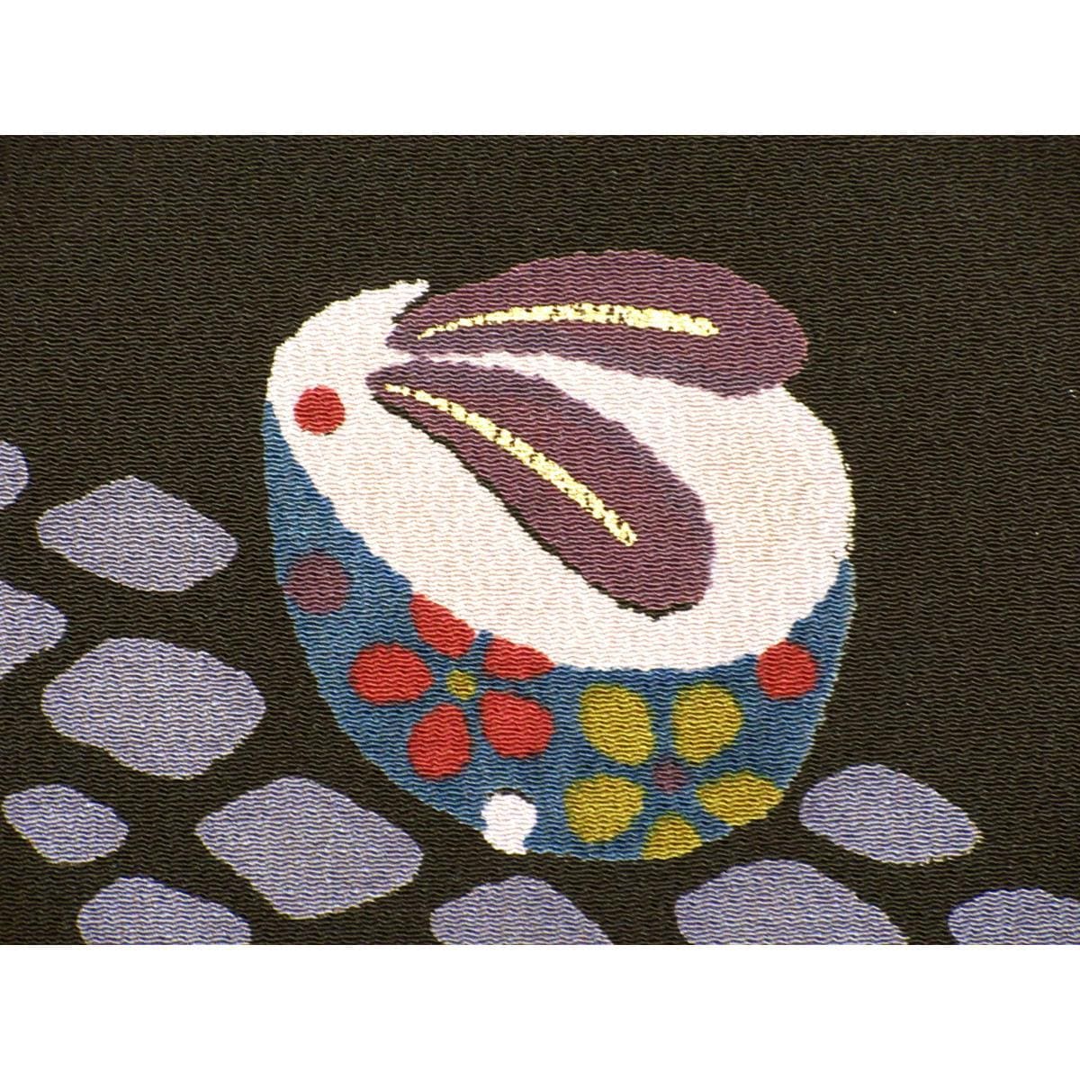 袋帯　ちりめん染帯　全通柄