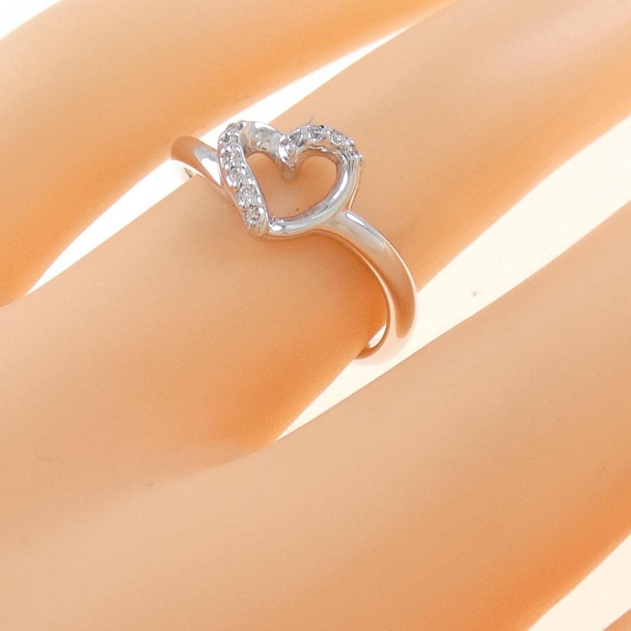 K18WG ハート ダイヤモンド リング 0.05CT