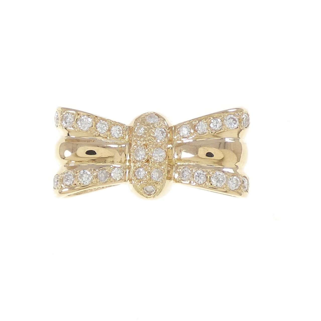 K18YG リボン ダイヤモンド リング 0.262CT