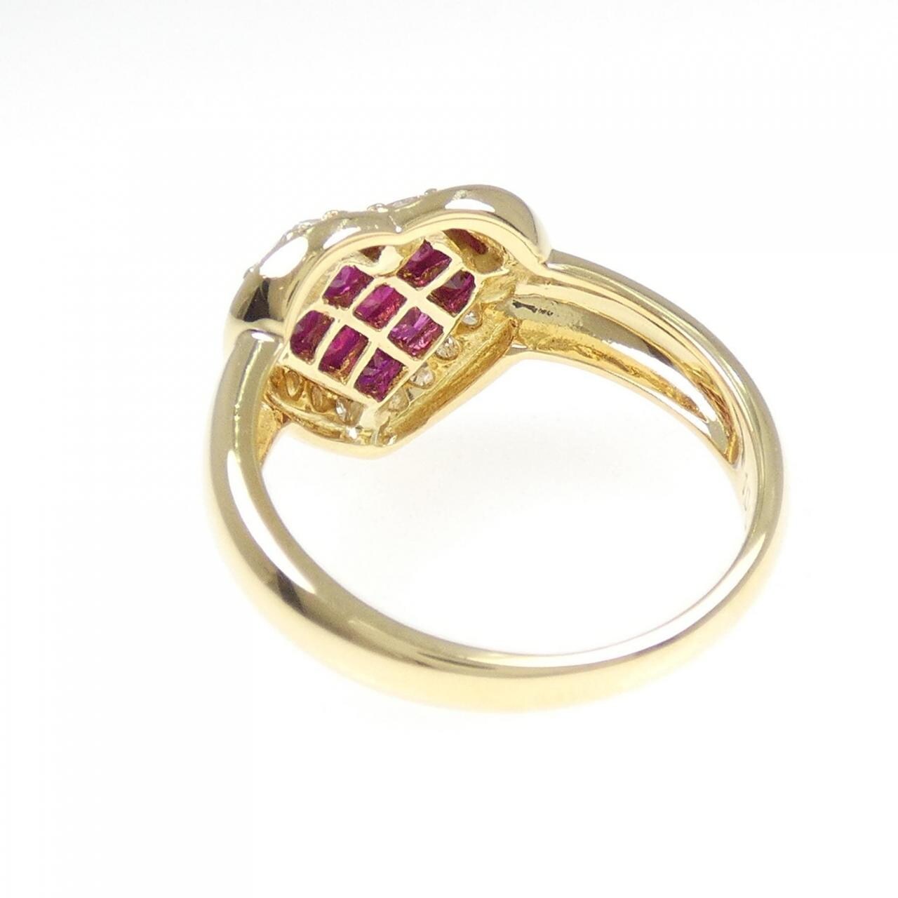 K18YG ハート ルビー リング 1.00CT