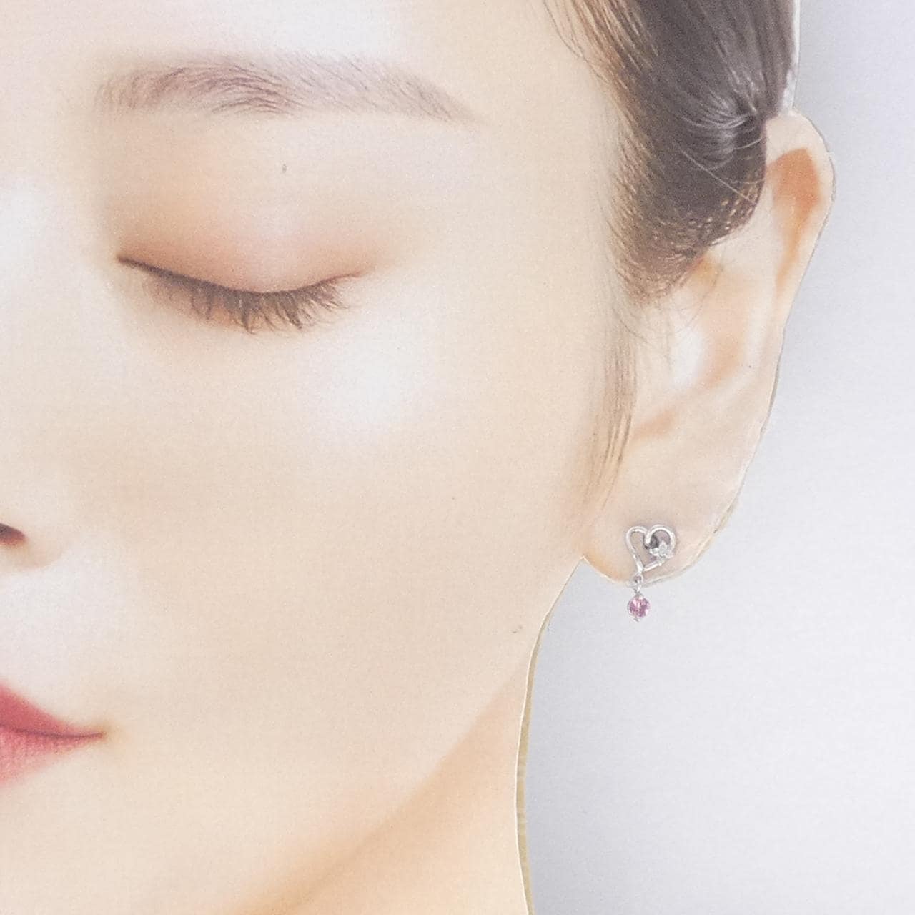 K18WG ハート トルマリン ピアス