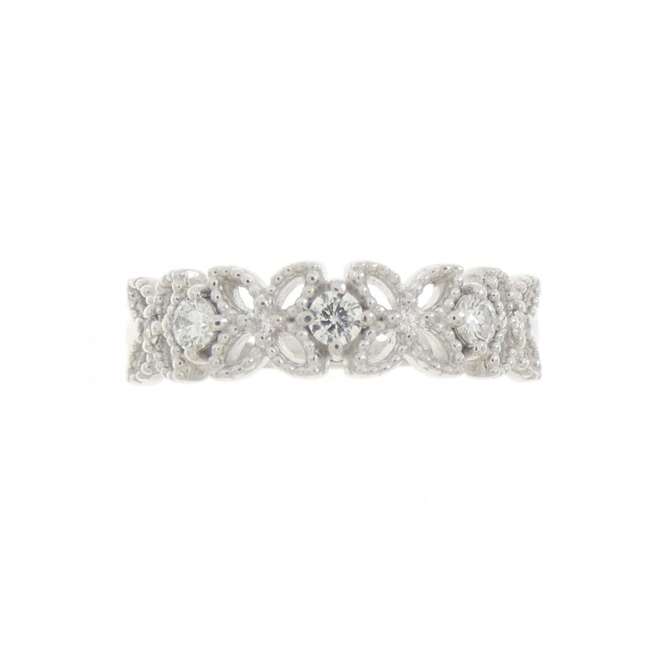 K18WG花朵鑽石戒指0.10CT