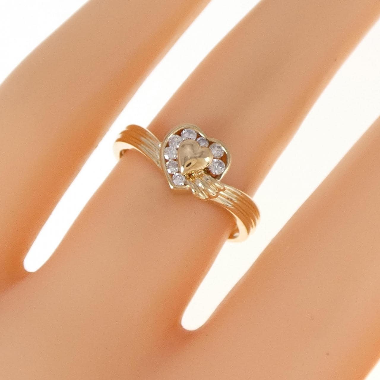 K18YG ハート ダイヤモンド リング 0.13CT