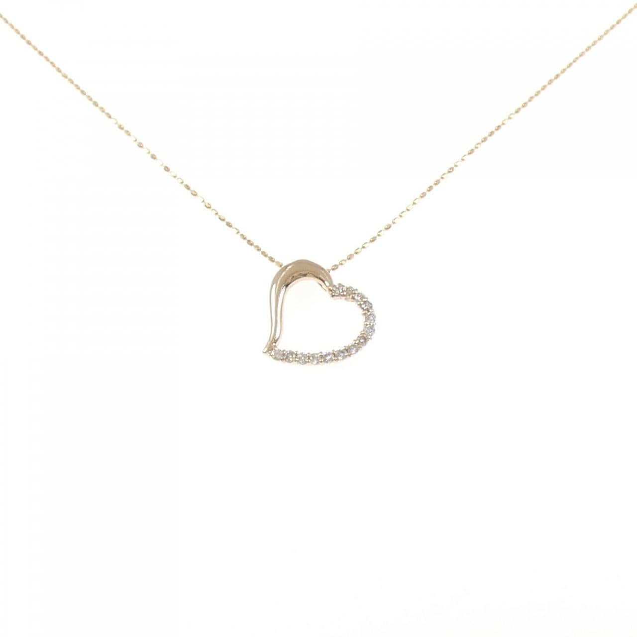 K18PG ハート ダイヤモンド ネックレス 0.16CT