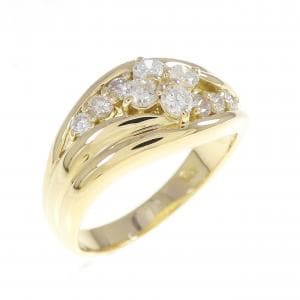 K18YG フラワー ダイヤモンド リング 0.50CT