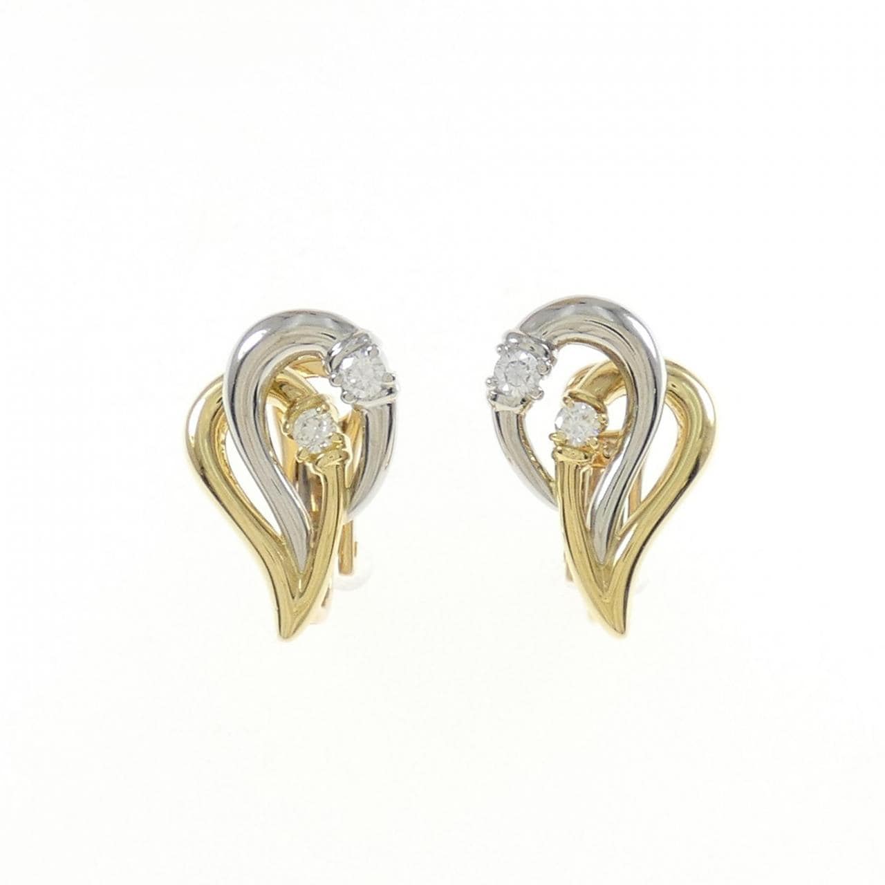 750YG/PT Diamond earrings 0.29CT