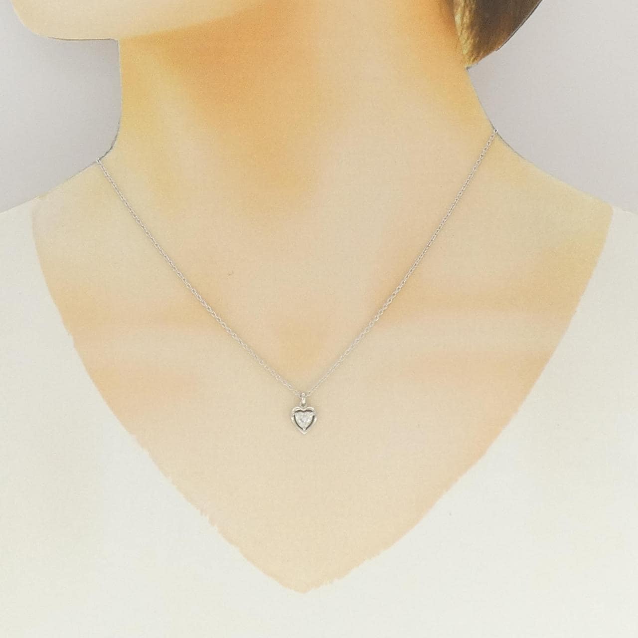 PT900 ハート ダイヤモンド ネックレス 0.27CT
