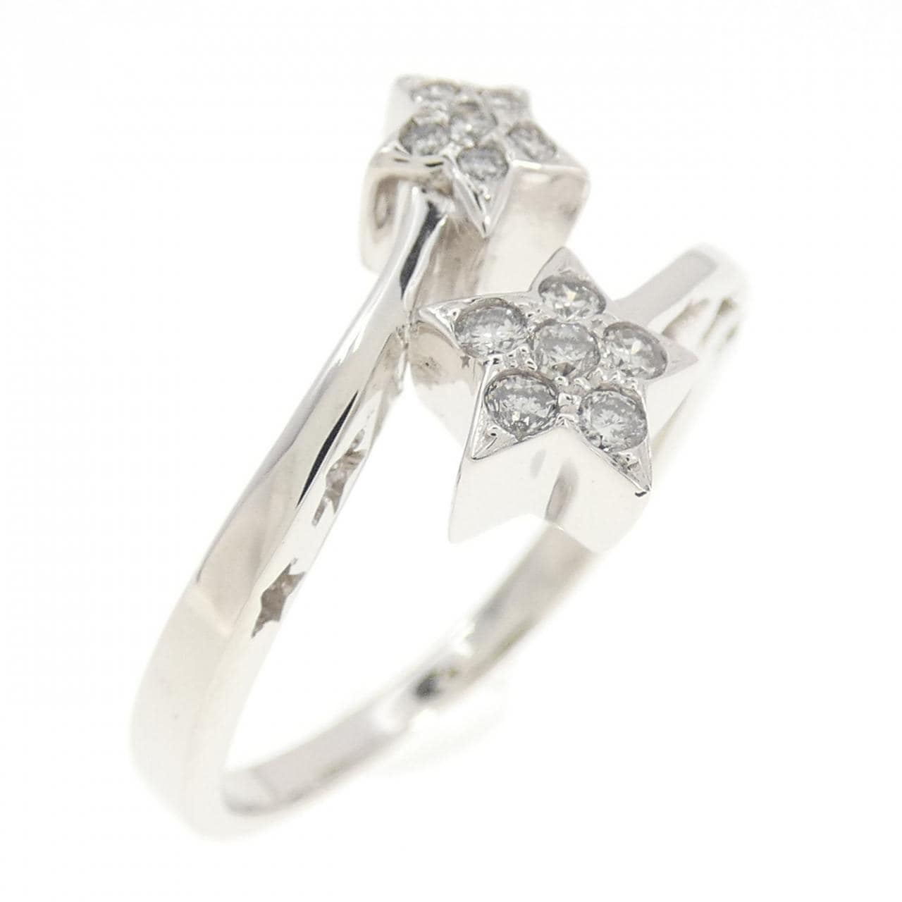 K18WG スター ダイヤモンド リング 0.15CT