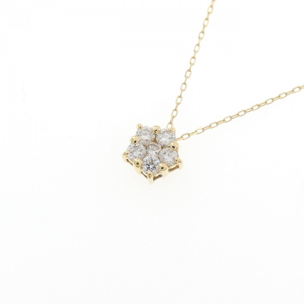 K18YG フラワー ダイヤモンド ネックレス 0.10CT