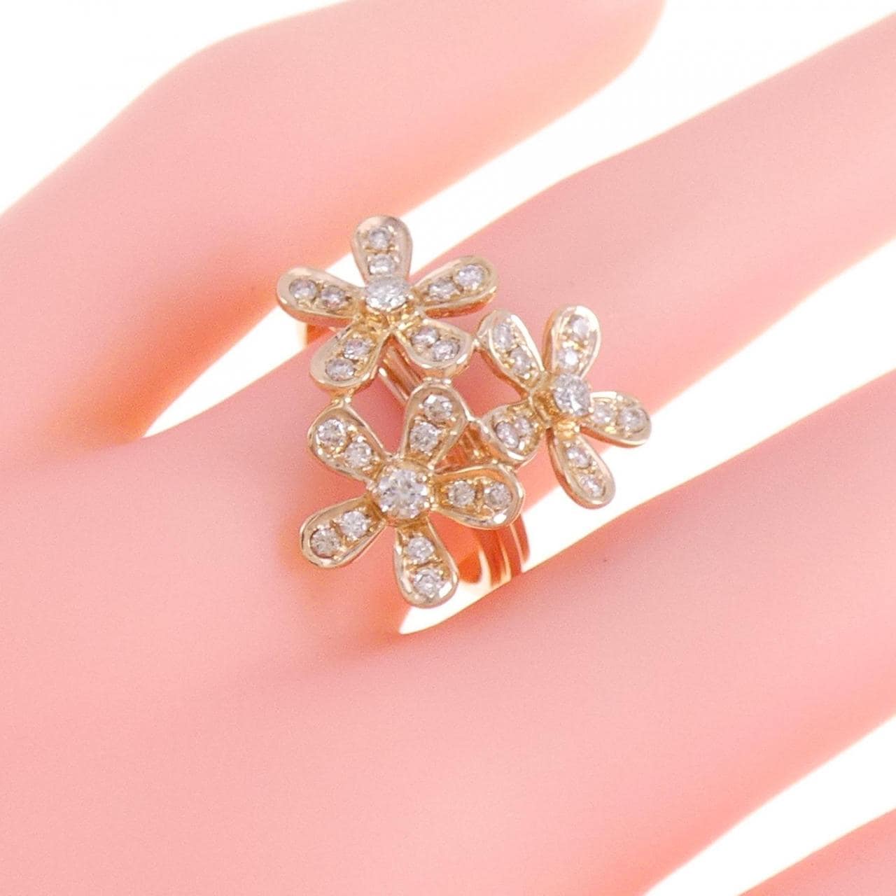 K18PG flower Diamond ring 0.49CT