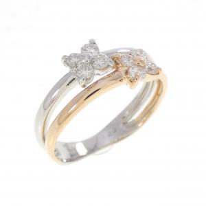 PT900/K18PG フラワー ダイヤモンド リング 0.20CT