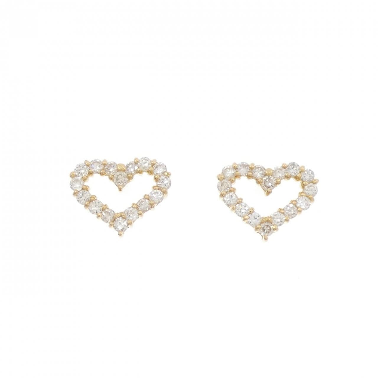 【新品】K18YG ハート ダイヤモンド ピアス 0.40CT