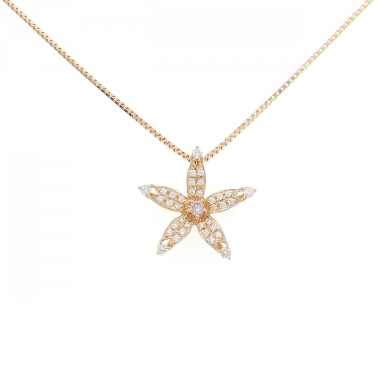 モニッケンダム フラワー ピンクダイヤモンド ネックレス 0.06CT