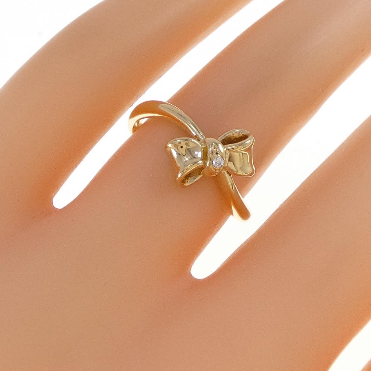 K18YG リボン ダイヤモンド リング 0.006CT