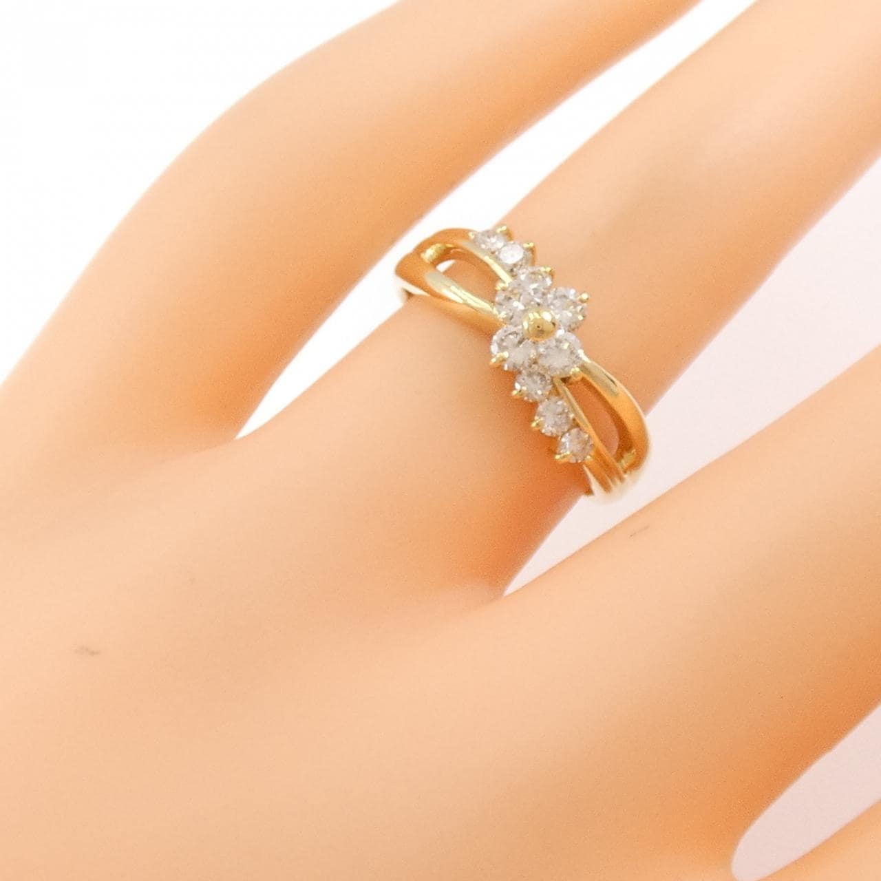 K18YG フラワー ダイヤモンド リング 0.50CT