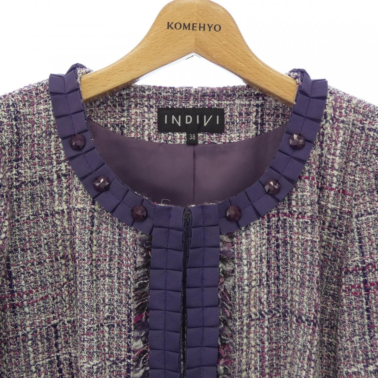 インディヴィ INDIVI ノーカラージャケット
