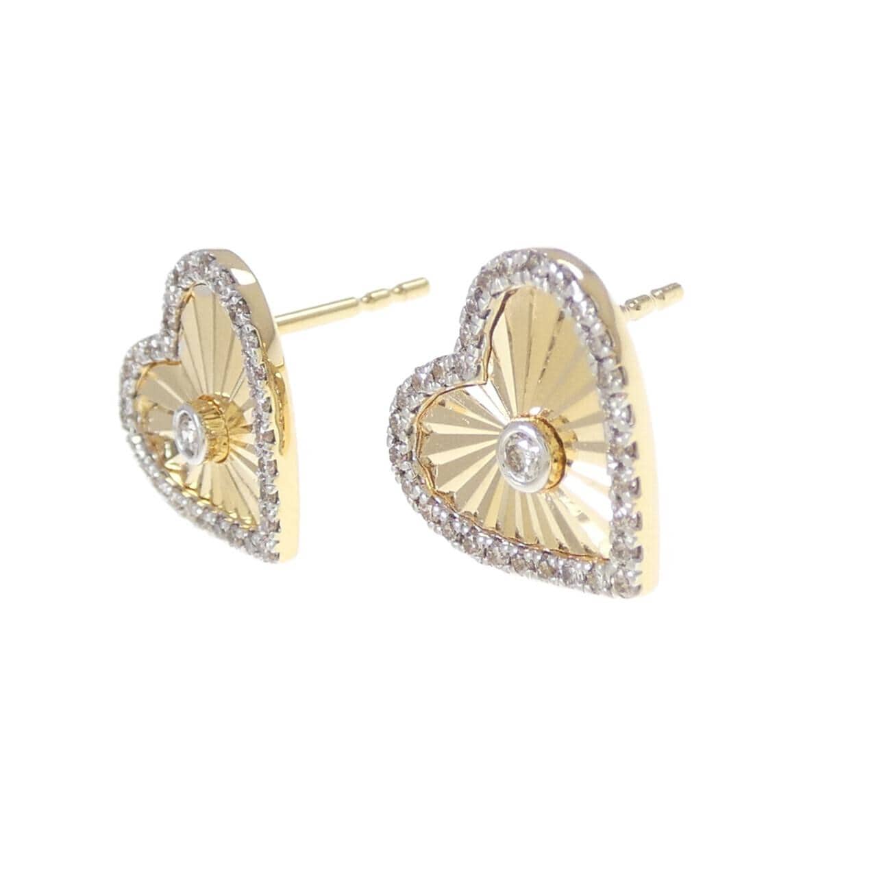 K18YG/K18WG ハート ダイヤモンド ピアス 0.33CT