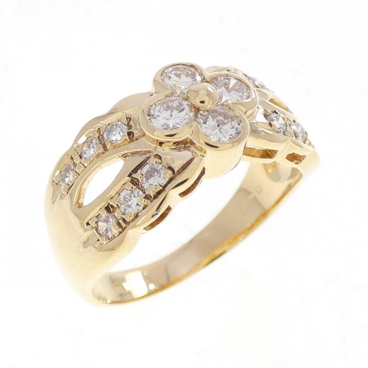 K18YG フラワー ダイヤモンド リング 0.70CT