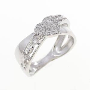 K18WG ハート パヴェ ダイヤモンド リング 0.16CT
