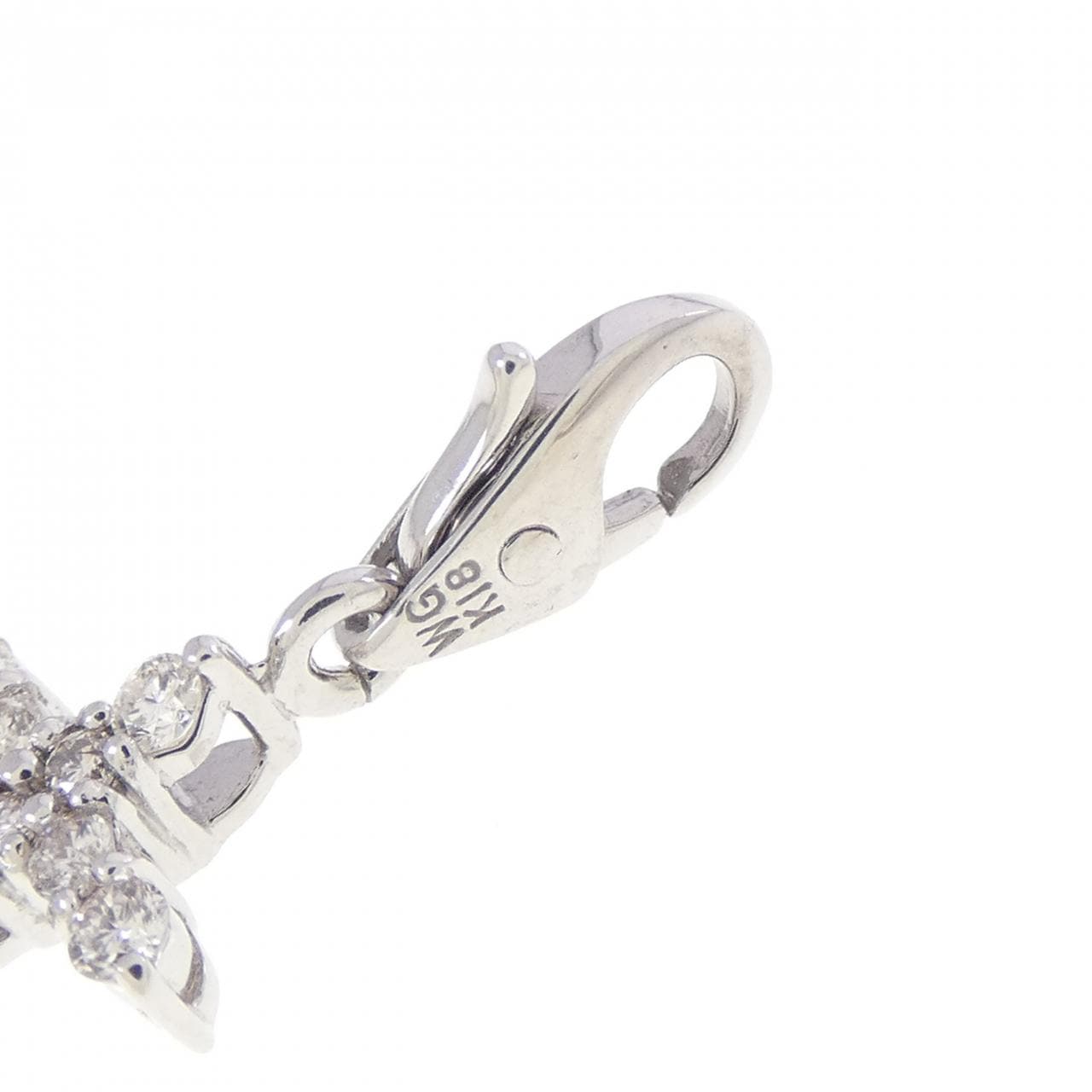 K18WG クロス ダイヤモンド チャーム 0.15CT