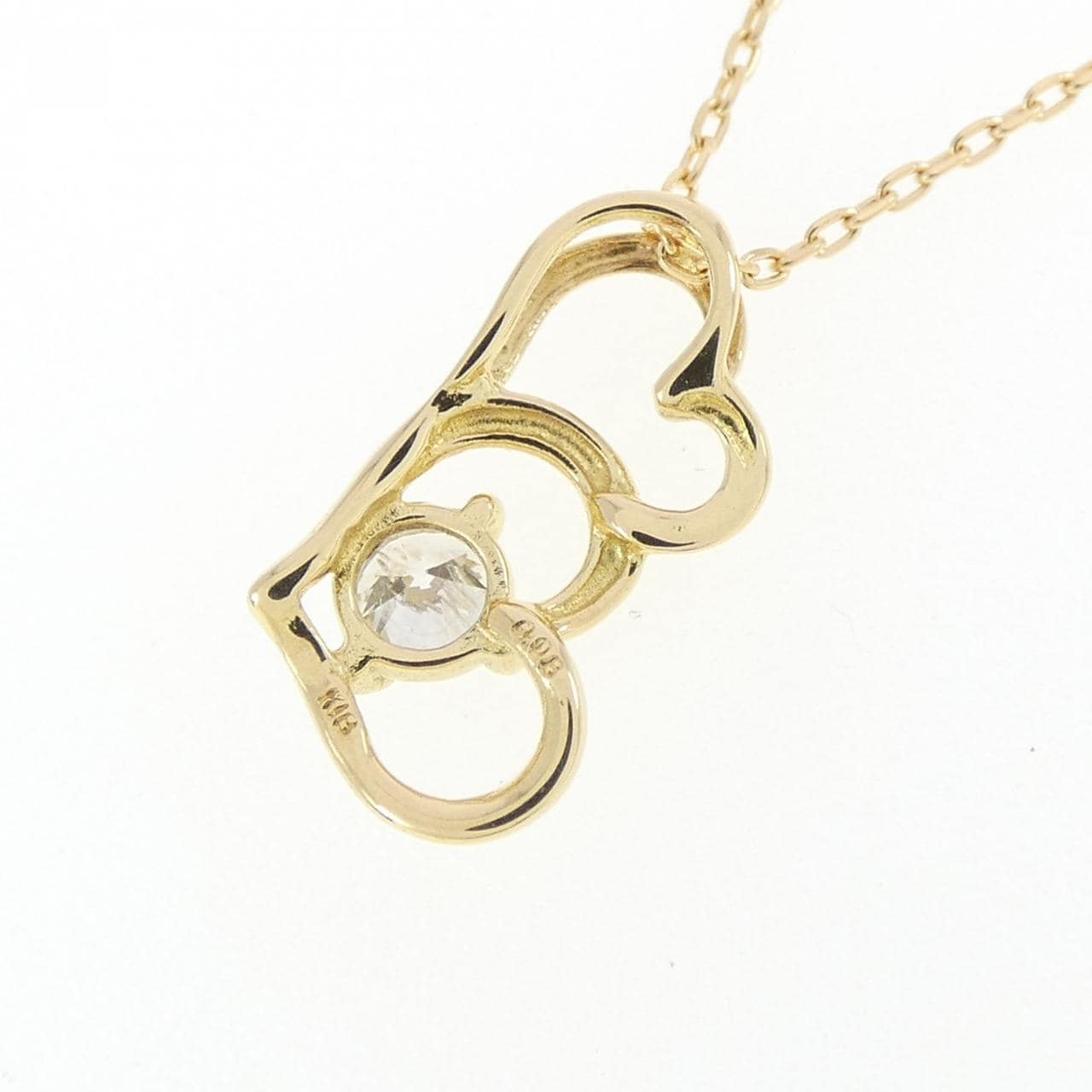 K18YG ハート ダイヤモンド ネックレス 0.08CT