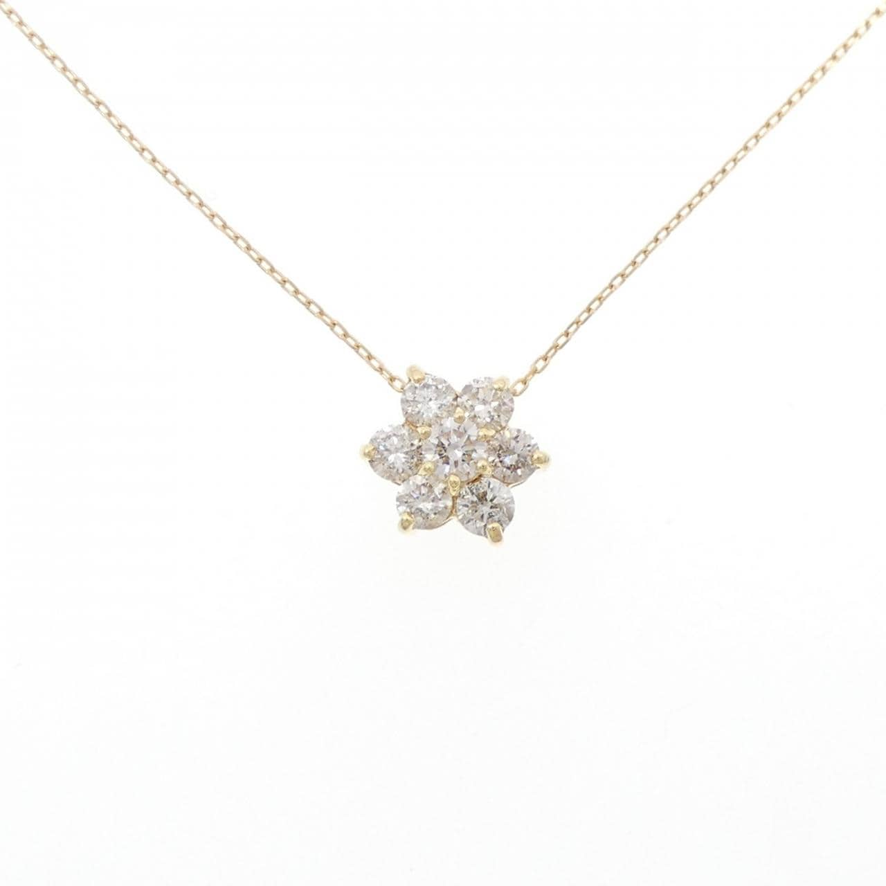 K18YG フラワー ダイヤモンド ネックレス 0.50CT