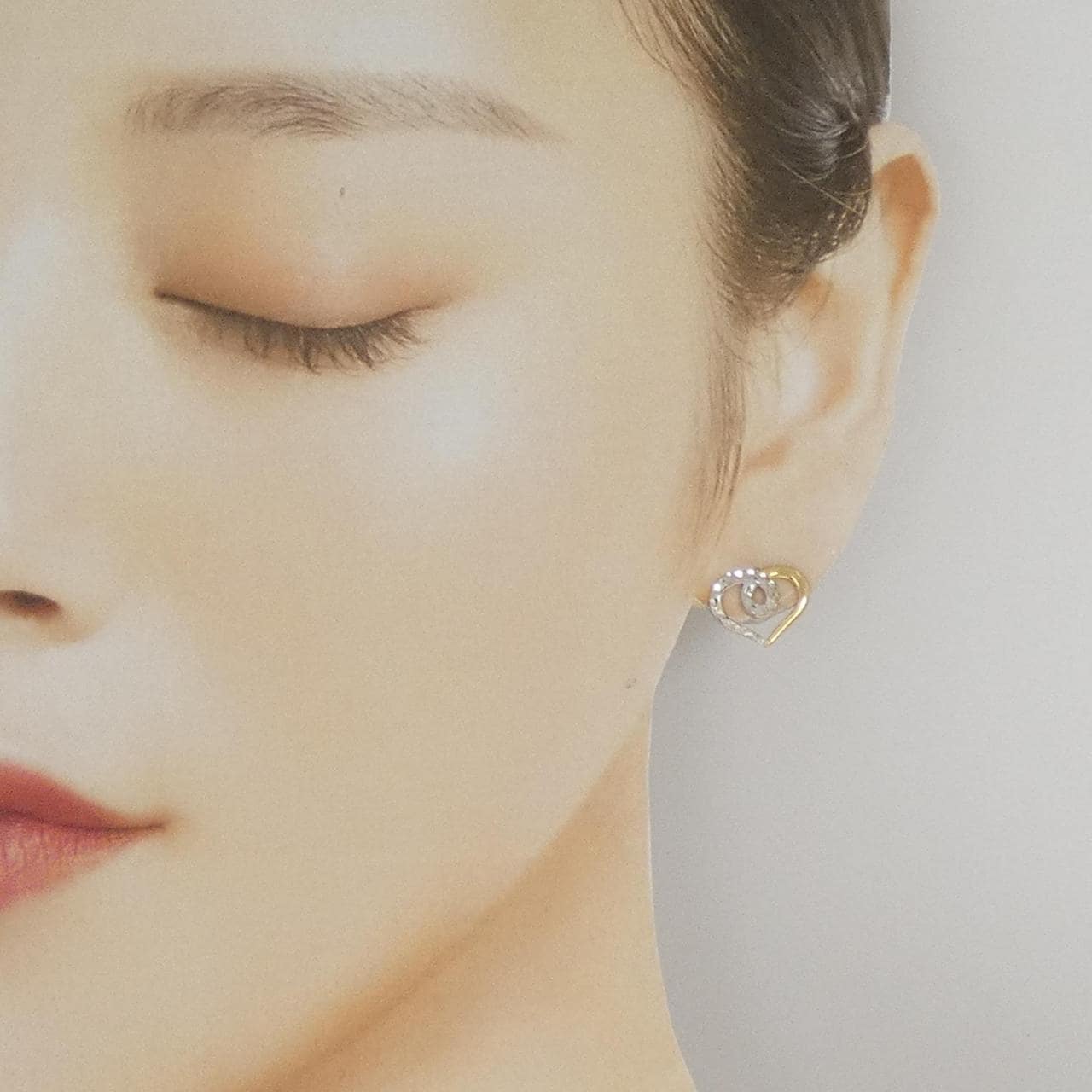 K18YG/K18WG/750YG ハート ピアス