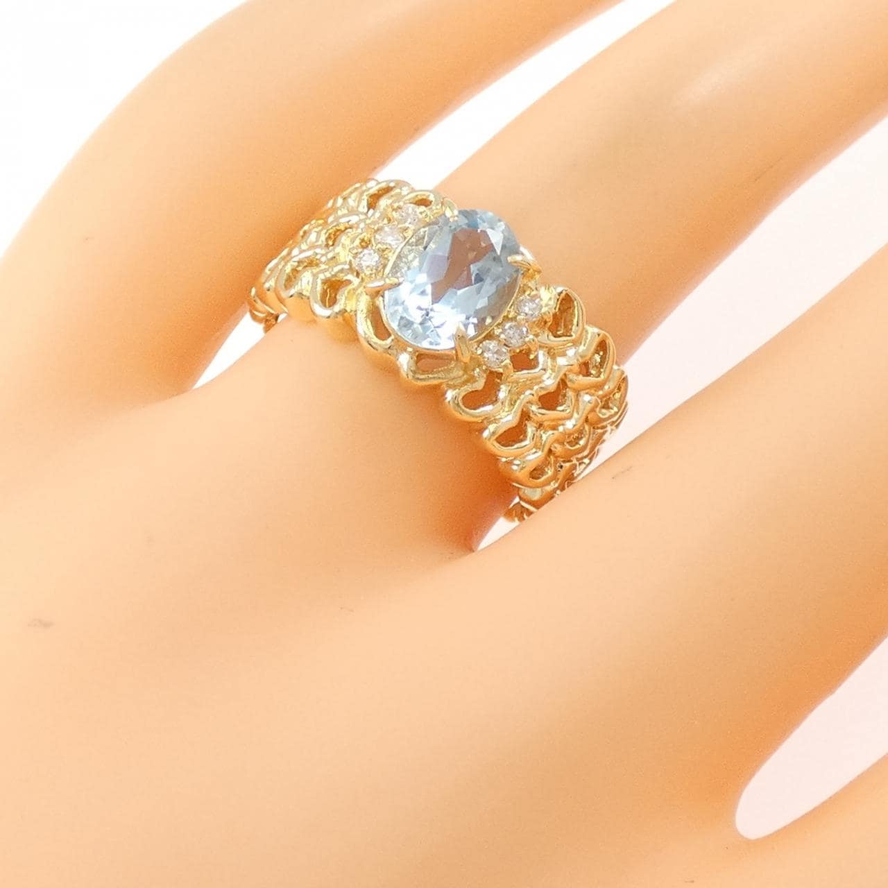 K18YG アクアマリン リング 1.25CT