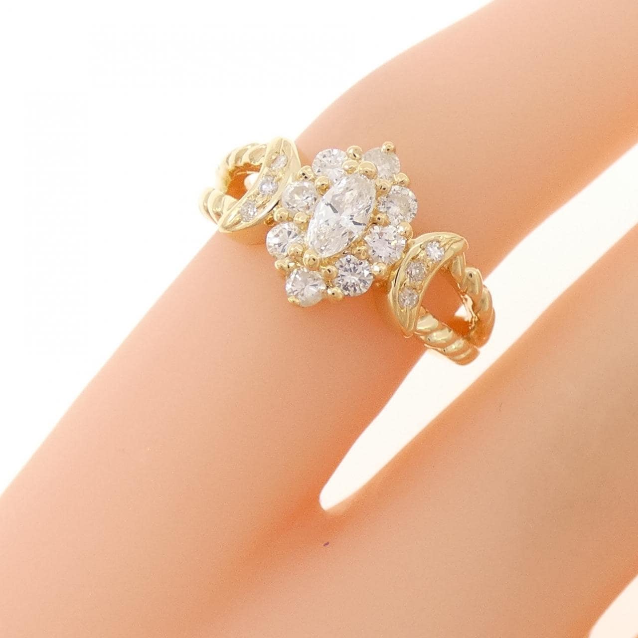 K18YG ダイヤモンド ピンキーリング 0.13CT