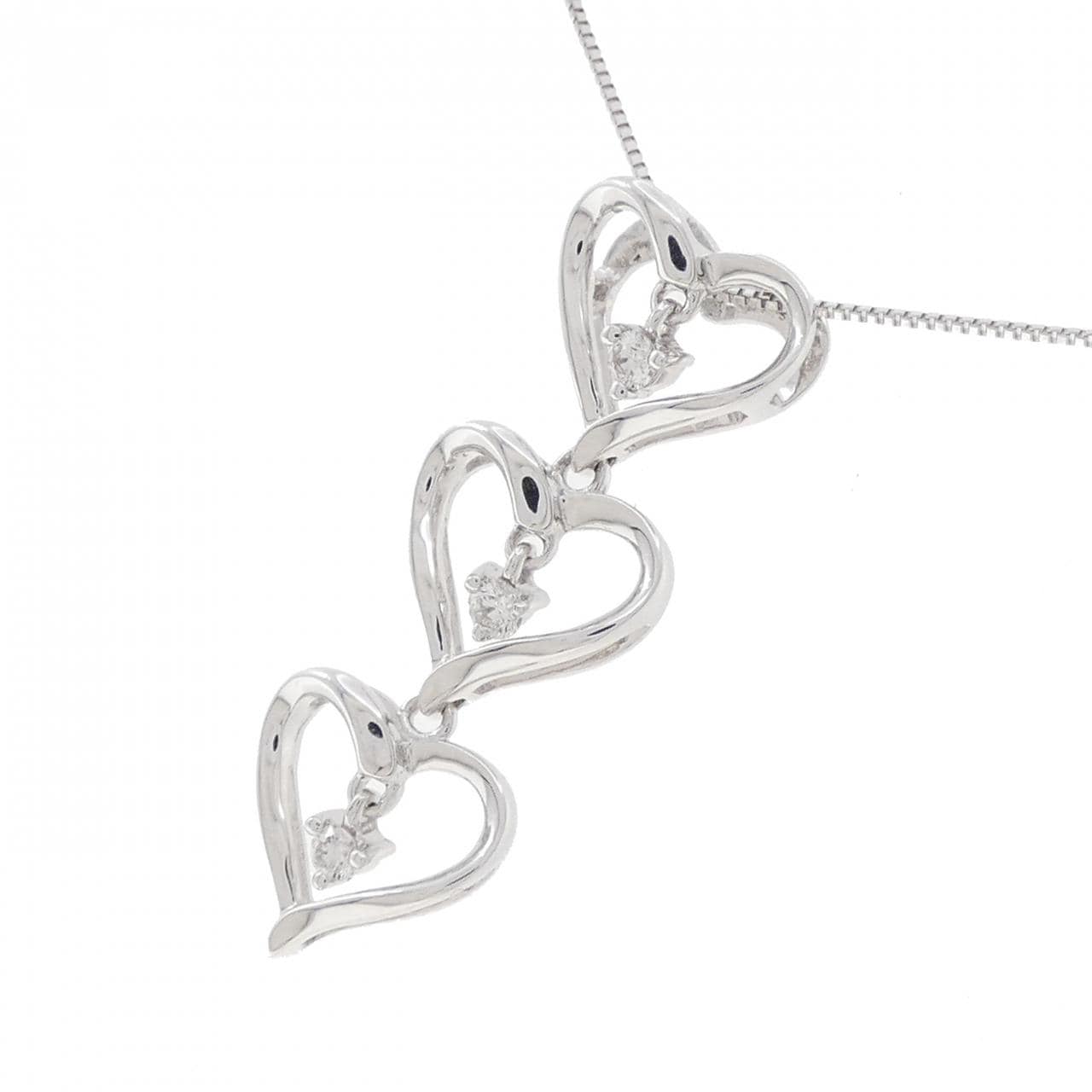 K18WG heart Diamond necklace 0.10CT
