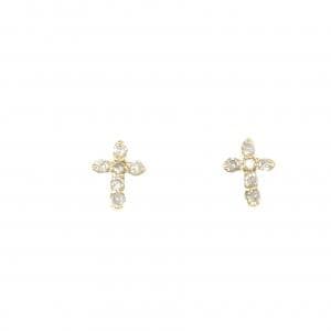 K18YG クロス ダイヤモンド ピアス 0.2CT