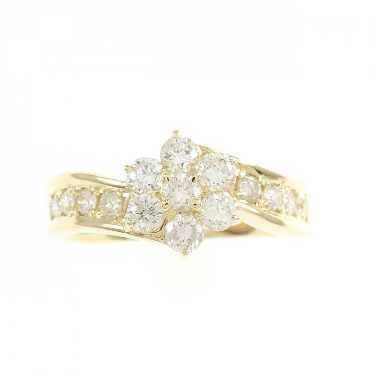K18YG フラワー ダイヤモンド リング 0.55CT