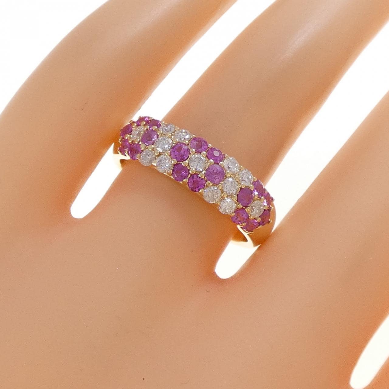 K18YG フラワー サファイヤ リング 0.60CT