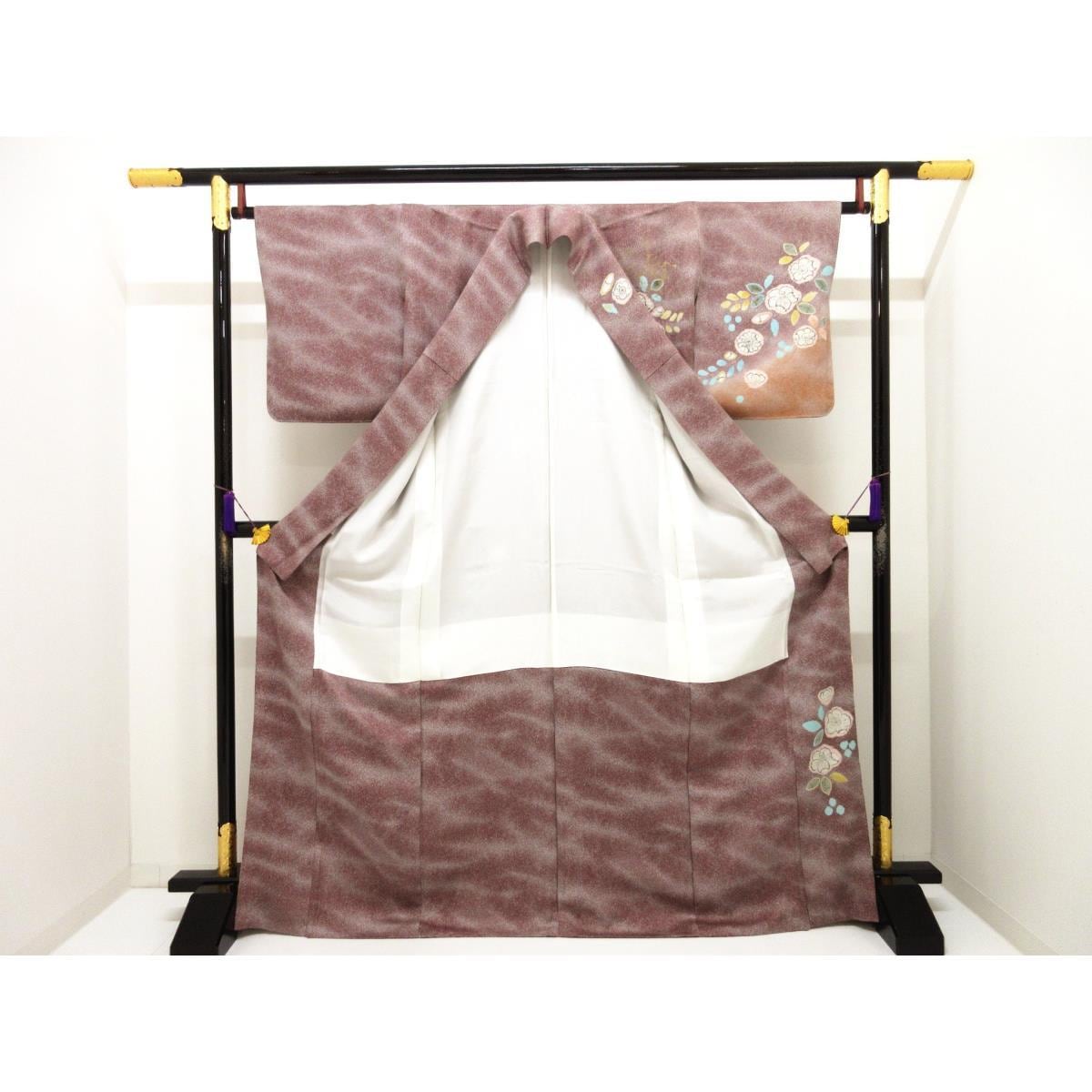 【未使用品】訪問着　友禅金彩加工　絞り入ボカシ染