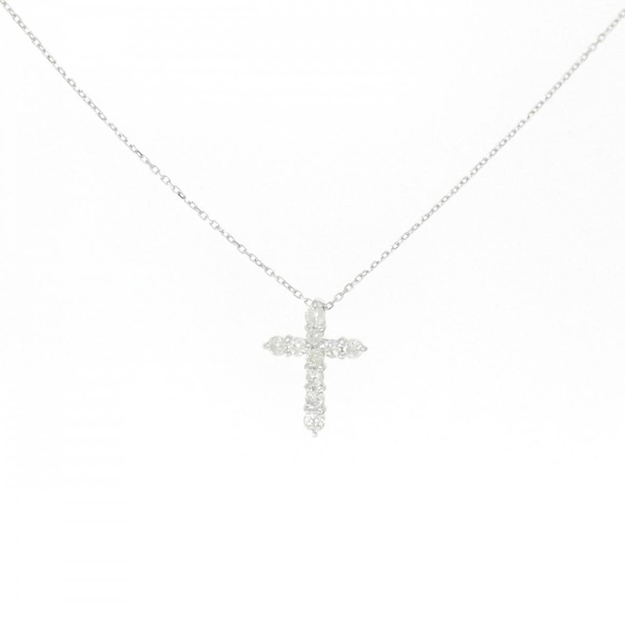 K10WG クロス ダイヤモンド ネックレス 0.2CT