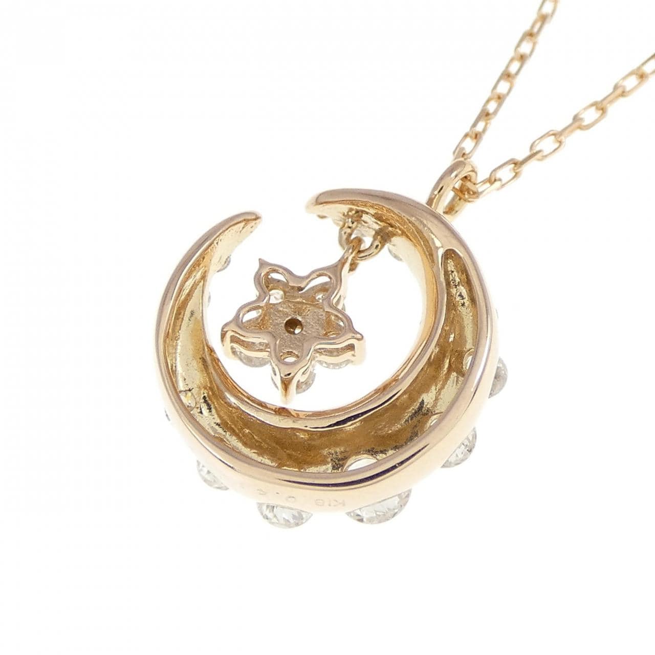 K18PG ムーン ダイヤモンド ネックレス 0.41CT